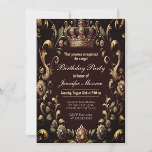 Royal Birthday Party Crown Ornate Invitation