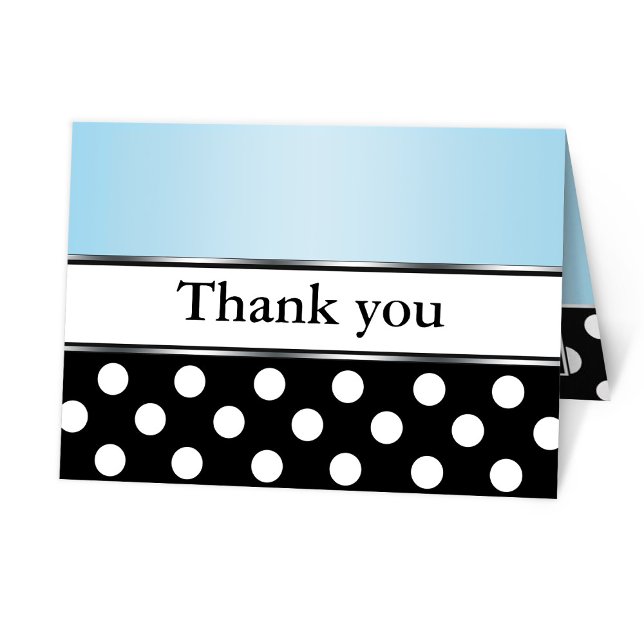Royal Black Polka Dot Blue Merci Cartes (Créateur téléchargé)