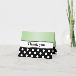 Royal Black Polka Dot Green Thank You Cards