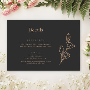 Royal Black Simple Minimaist Wedding Details Enclosure Card