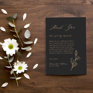 Royal Black Simple Minimalist Wedding Thank You Card