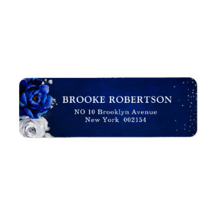 Royal Bleu Blanc Argent Métallal Floral Mariage La
