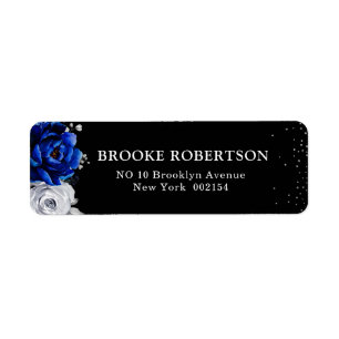 Royal Bleu Blanc Argent Métallal Floral Mariage La