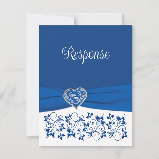 Royal Bleu, Coeur blanc de l'amour Mariage carte R (Devant)