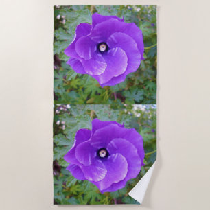 "Royal Bloom: The Purple Hibiscus" Beach Towel