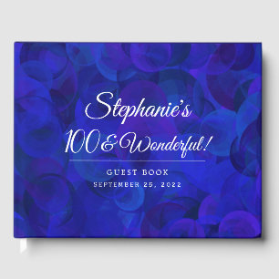 Royal Blue 100 and Wonderful Birthday Party Guest Book
