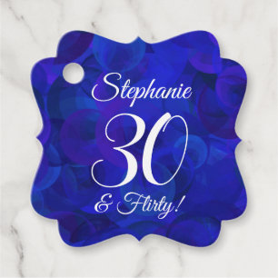 Royal Blue 30 and Flirty Birthday Party Favour Tags