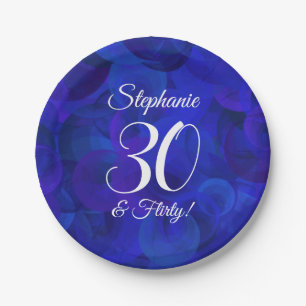 Royal Blue 30 and Flirty Birthday Party Paper Plate