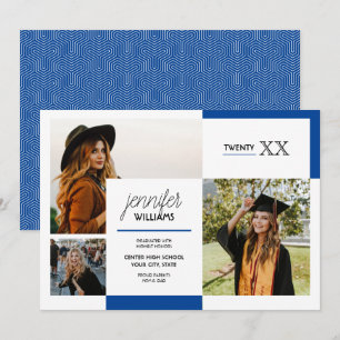 Royal Blue 3 Photo Graduation Announcement