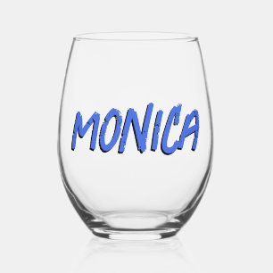 Royal Blue 3D Funny Modern Name Stemless Wine Glass