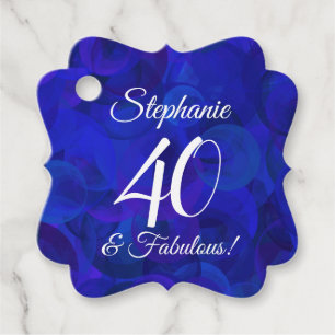 Royal Blue 40 and Fabulous Birthday Party Favour Tags