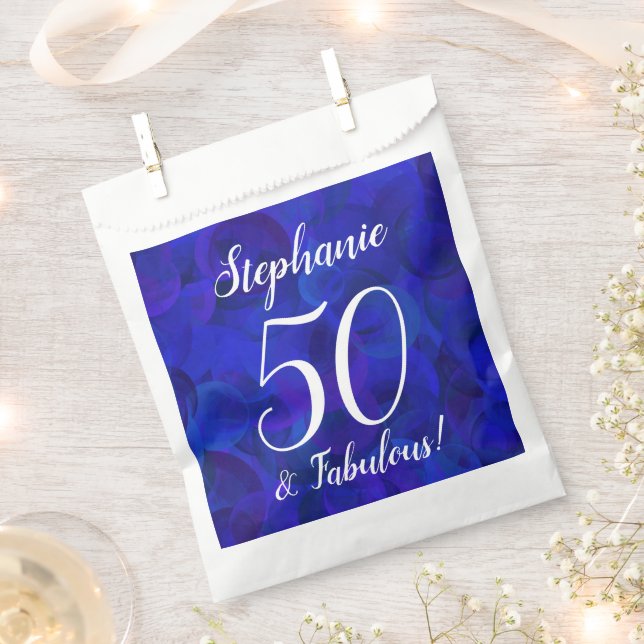 Royal Blue 50 and Fabulous Birthday Party Favour Bag (Clipped)