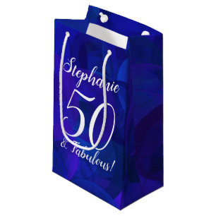 Royal Blue 50 and Fabulous Birthday Party  Small Gift Bag