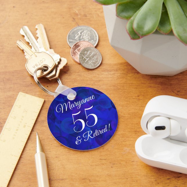 Royal Blue 55 & Retired Retirement Keychain (Desk)