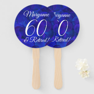 Royal Blue 60 and Retired Retirement Party Hand Fan