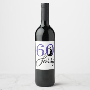 Royal Blue 60 and Sassy 60th Birthday Party Wine Label