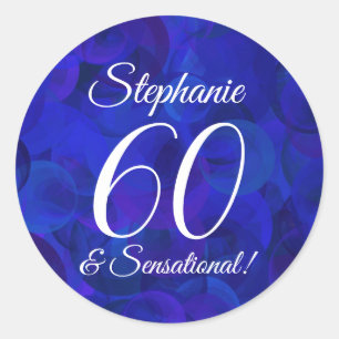 Royal Blue 60 and Sensational Birthday Favour Classic Round Sticker