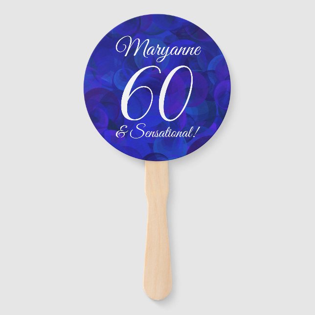Royal Blue 60 and Sensational Birthday Hand Fan (Front)