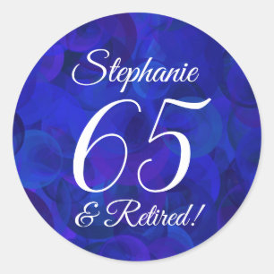 Royal Blue 65 and Retired Retirement Favour Classic Round Sticker