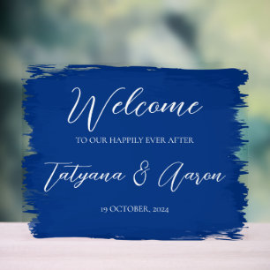 ROYAL BLUE ACRYLIC WELCOME SIGN HORZ