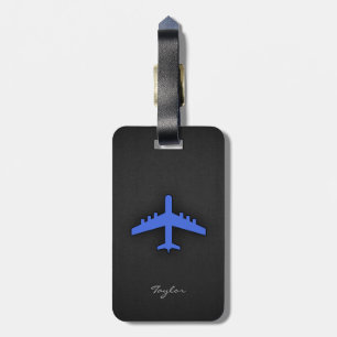 Royal Blue Airplane Luggage Tag