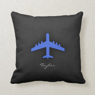 Royal Blue Airplane Throw Pillow