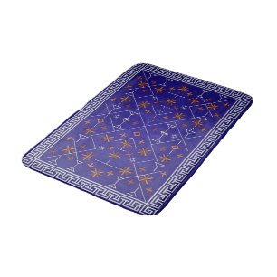 Royal Blue and Bronze Celestial Tribal Kilim Bath Mat