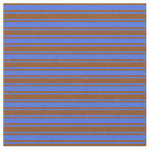 Royal Blue and Brown Coloured Lined Pattern Fabric