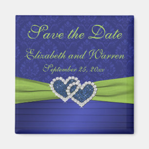 Royal Blue and Chartreuse Damask Magnet