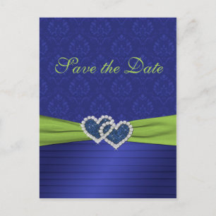 Royal Blue and Chartreuse Save the Date Postcard