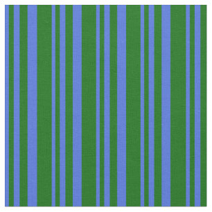 Royal Blue and Dark Green Coloured Striped Pattern Fabric
