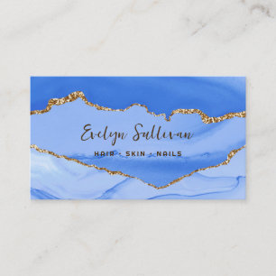 royal blue and gold agate business card