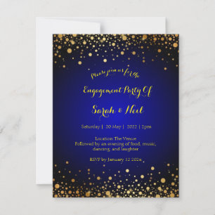 Royal Blue and Gold engagement party popular  Invitation