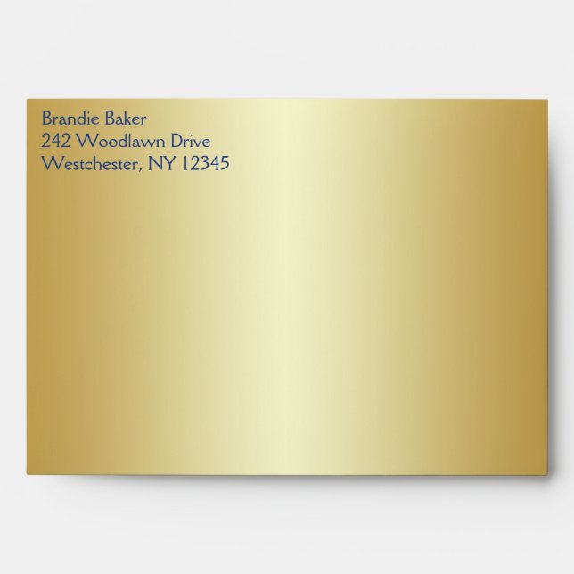 Royal Blue and Gold Floral Envelope fits 5x7 Sizes (Front)