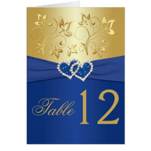 Royal Blue and Gold Floral Table Number Card