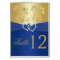 Royal Blue and Gold Floral Table Number Card