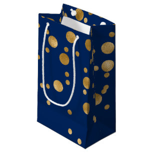 Royal Blue and Gold Foil Confetti Small Gift Bag