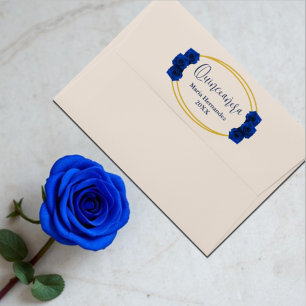 Royal Blue and Gold Geometric Quinceañera Envelope
