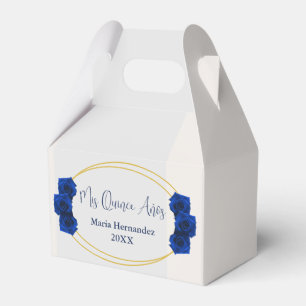 Royal Blue and Gold Geometric Quinceañera Favor Box