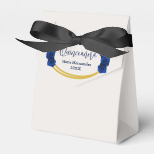 Royal Blue and Gold Geometric Quinceañera Favor Box