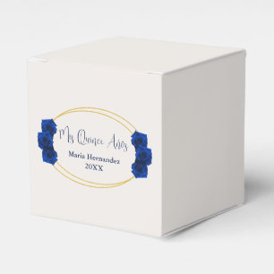 Royal Blue and Gold Geometric Quinceañera Favor Box