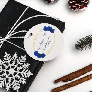 Royal Blue and Gold Geometric Quinceañera Favour Tags