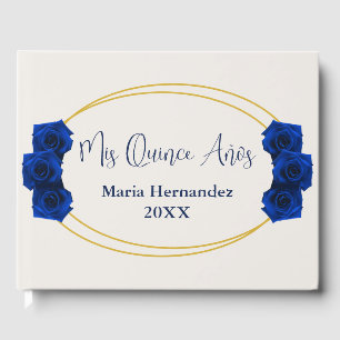 Royal Blue and Gold Geometric Quinceañera Guest Book
