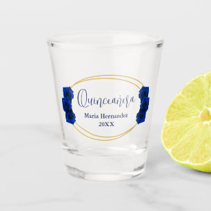 Royal Blue and Gold Geometric Quinceañera Shot Glass