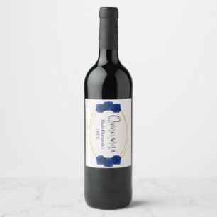 Royal Blue and Gold Geometric Quinceañera Wine Label