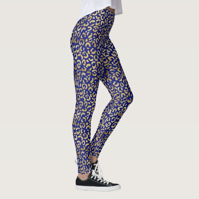 Royal Blue and Gold Leopard Print  Leggings (Right)