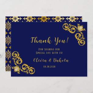 Royal Blue and Gold Mariage Merci Cartes
