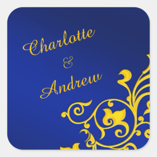 Royal Blue and Gold Personalized Square Sticker