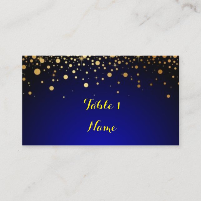 Royal Blue and Gold Popular Wedding seating card  (Front)