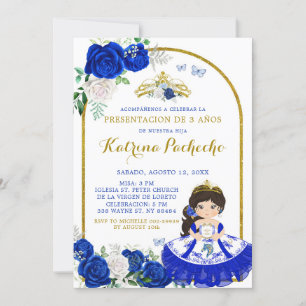 Royal Blue and Gold Presentación De Tres Años Invitation